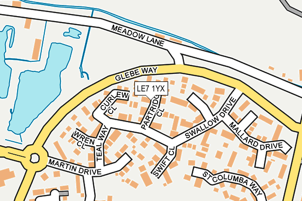 LE7 1YX map - OS OpenMap – Local (Ordnance Survey)