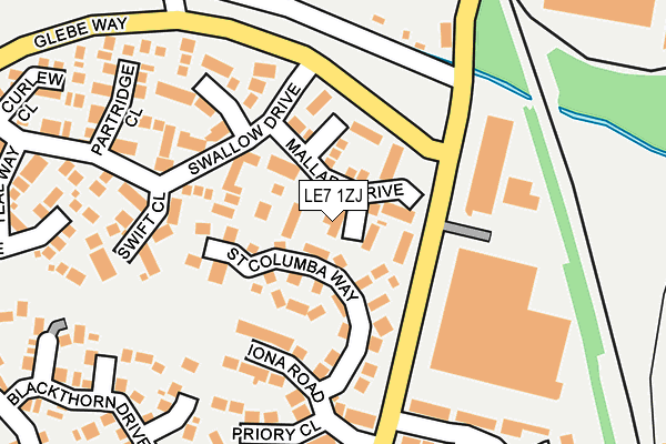 LE7 1ZJ map - OS OpenMap – Local (Ordnance Survey)