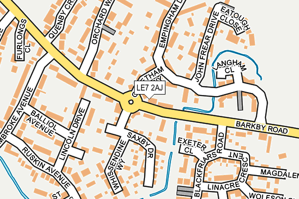 LE7 2AJ map - OS OpenMap – Local (Ordnance Survey)