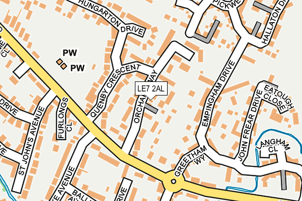 LE7 2AL map - OS OpenMap – Local (Ordnance Survey)