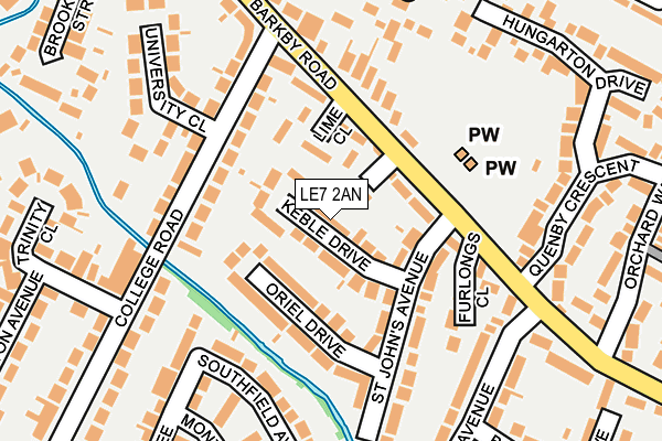 LE7 2AN map - OS OpenMap – Local (Ordnance Survey)
