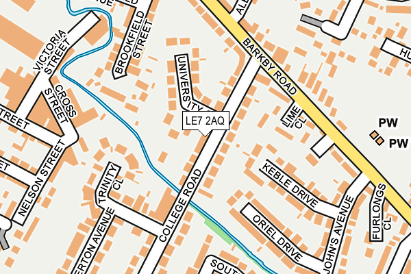 LE7 2AQ map - OS OpenMap – Local (Ordnance Survey)