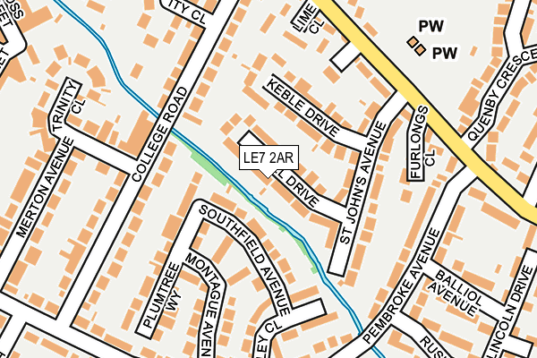 LE7 2AR map - OS OpenMap – Local (Ordnance Survey)