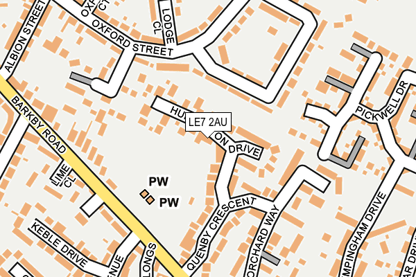 LE7 2AU map - OS OpenMap – Local (Ordnance Survey)