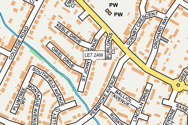 LE7 2AW map - OS OpenMap – Local (Ordnance Survey)