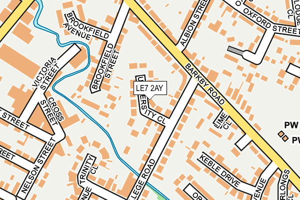 LE7 2AY map - OS OpenMap – Local (Ordnance Survey)