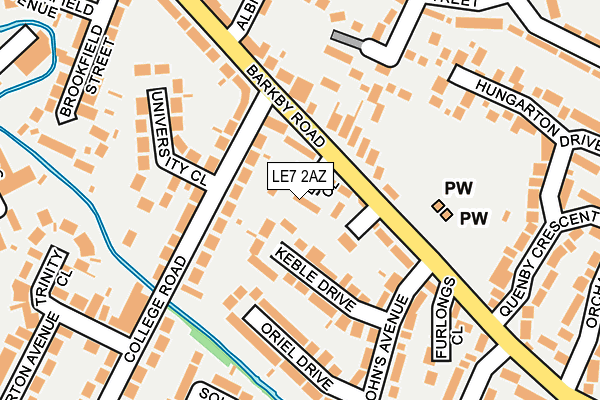 LE7 2AZ map - OS OpenMap – Local (Ordnance Survey)