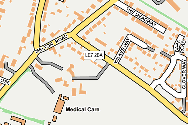 LE7 2BA map - OS OpenMap – Local (Ordnance Survey)