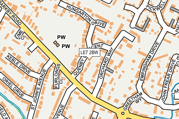 LE7 2BW map - OS OpenMap – Local (Ordnance Survey)