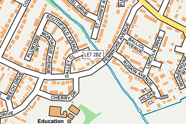 LE7 2BZ map - OS OpenMap – Local (Ordnance Survey)
