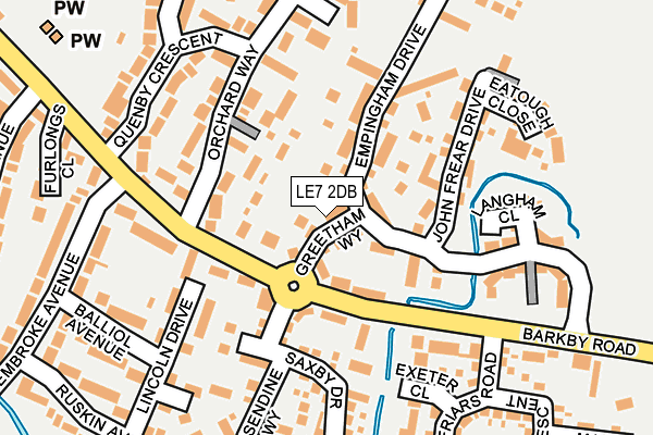 LE7 2DB map - OS OpenMap – Local (Ordnance Survey)