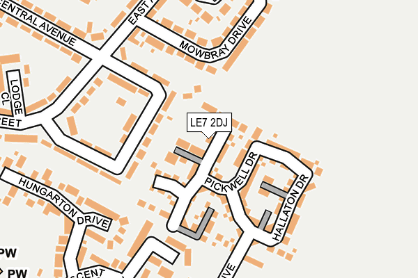 LE7 2DJ map - OS OpenMap – Local (Ordnance Survey)