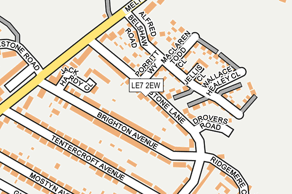 LE7 2EW map - OS OpenMap – Local (Ordnance Survey)