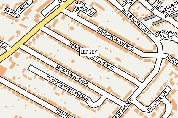LE7 2EY map - OS OpenMap – Local (Ordnance Survey)