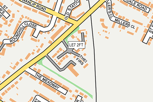 LE7 2FT map - OS OpenMap – Local (Ordnance Survey)