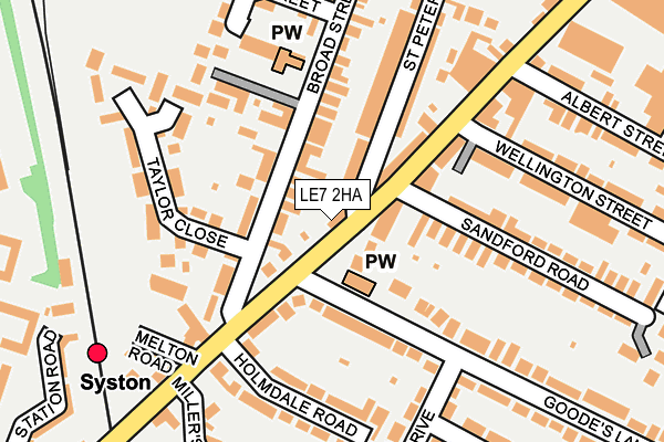 LE7 2HA map - OS OpenMap – Local (Ordnance Survey)