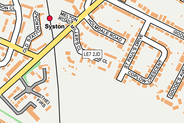 LE7 2JD map - OS OpenMap – Local (Ordnance Survey)