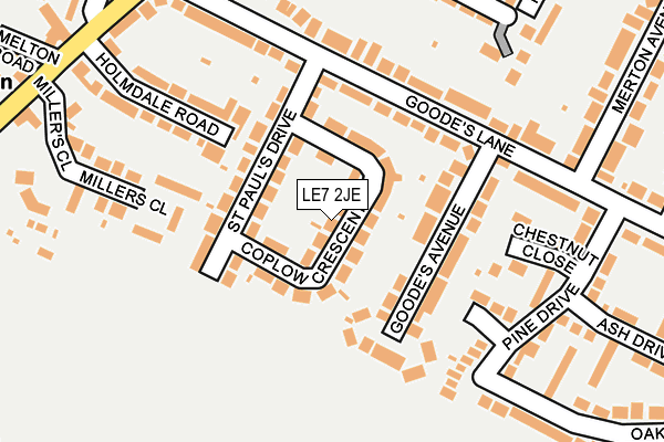 LE7 2JE map - OS OpenMap – Local (Ordnance Survey)