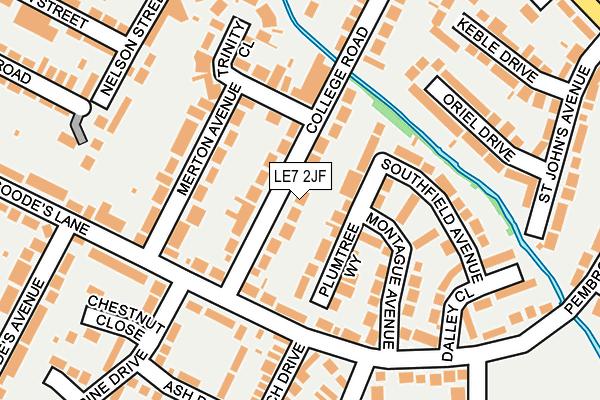 LE7 2JF map - OS OpenMap – Local (Ordnance Survey)