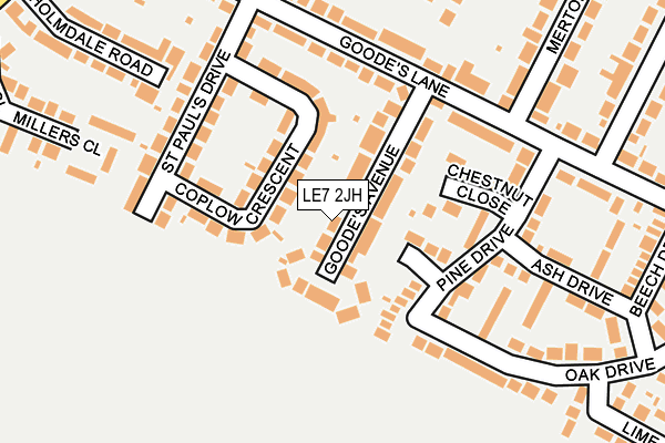 LE7 2JH map - OS OpenMap – Local (Ordnance Survey)