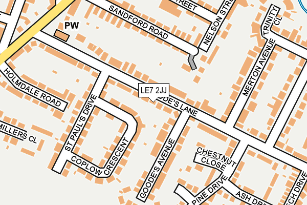 LE7 2JJ map - OS OpenMap – Local (Ordnance Survey)