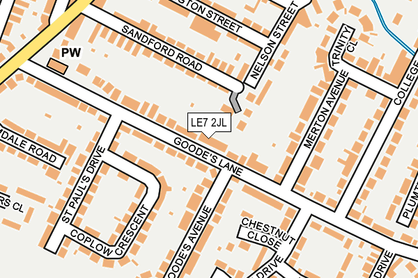 LE7 2JL map - OS OpenMap – Local (Ordnance Survey)