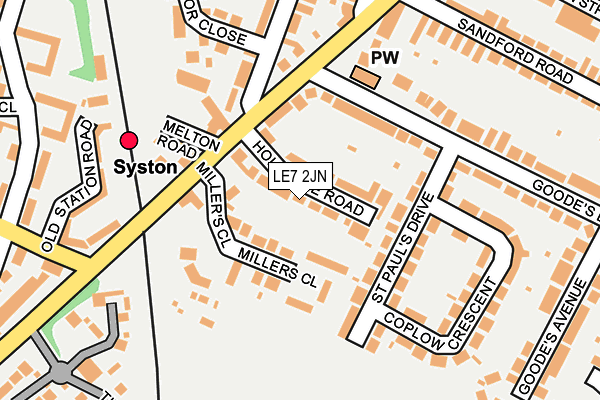 LE7 2JN map - OS OpenMap – Local (Ordnance Survey)