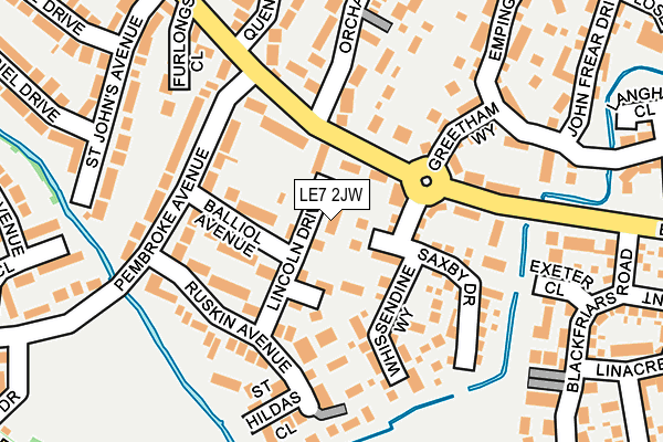 LE7 2JW map - OS OpenMap – Local (Ordnance Survey)