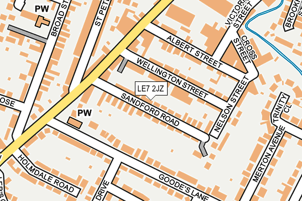 LE7 2JZ map - OS OpenMap – Local (Ordnance Survey)