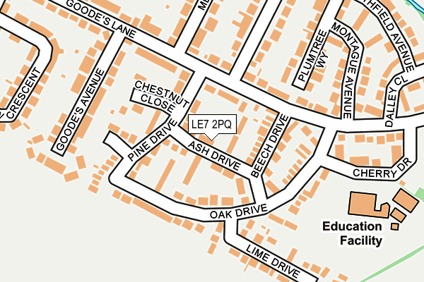 LE7 2PQ map - OS OpenMap – Local (Ordnance Survey)