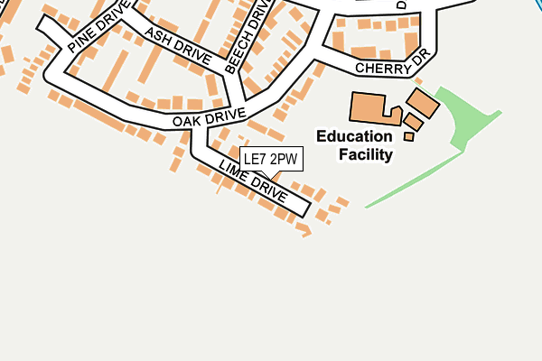 LE7 2PW map - OS OpenMap – Local (Ordnance Survey)