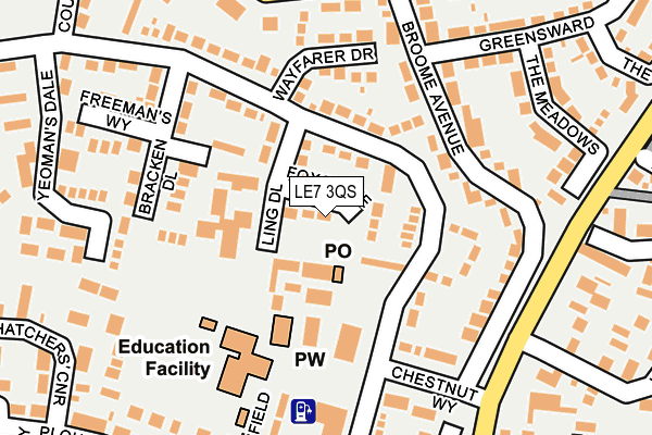 LE7 3QS map - OS OpenMap – Local (Ordnance Survey)
