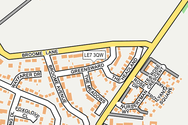 LE7 3QW map - OS OpenMap – Local (Ordnance Survey)