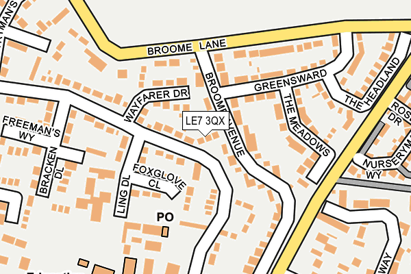LE7 3QX map - OS OpenMap – Local (Ordnance Survey)