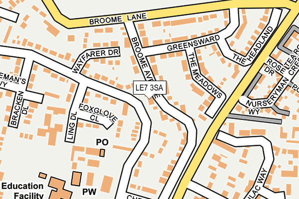 LE7 3SA map - OS OpenMap – Local (Ordnance Survey)