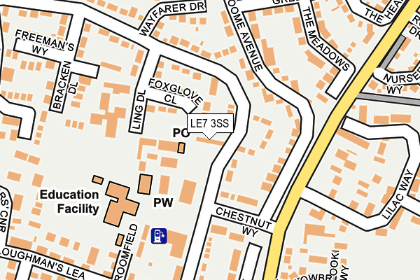 LE7 3SS map - OS OpenMap – Local (Ordnance Survey)