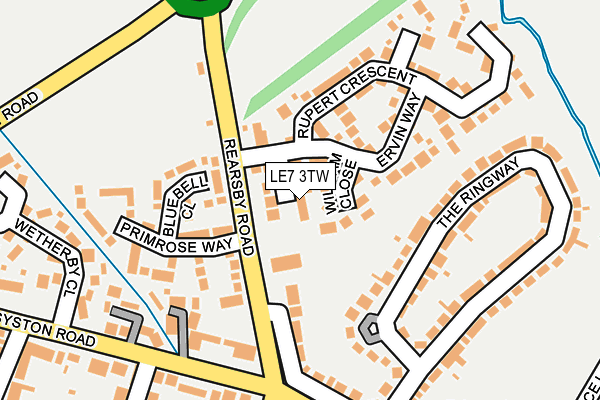 LE7 3TW map - OS OpenMap – Local (Ordnance Survey)