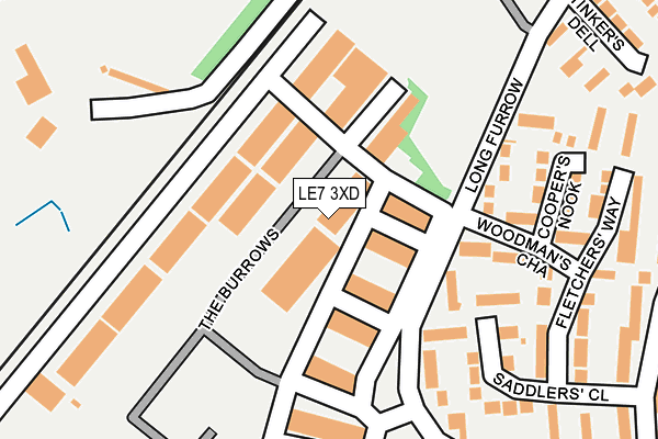 LE7 3XD map - OS OpenMap – Local (Ordnance Survey)