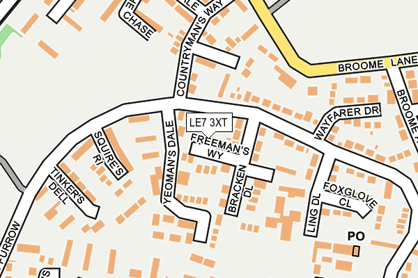 LE7 3XT map - OS OpenMap – Local (Ordnance Survey)