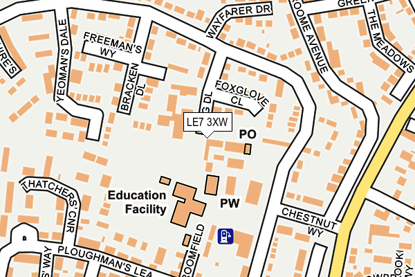 LE7 3XW map - OS OpenMap – Local (Ordnance Survey)