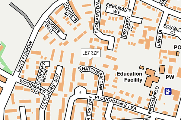 LE7 3ZF map - OS OpenMap – Local (Ordnance Survey)