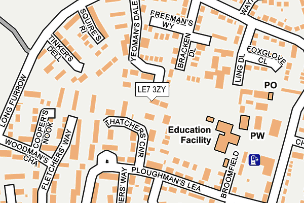 LE7 3ZY map - OS OpenMap – Local (Ordnance Survey)