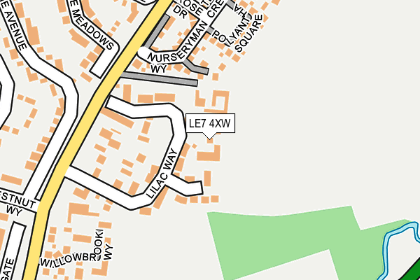 LE7 4XW map - OS OpenMap – Local (Ordnance Survey)
