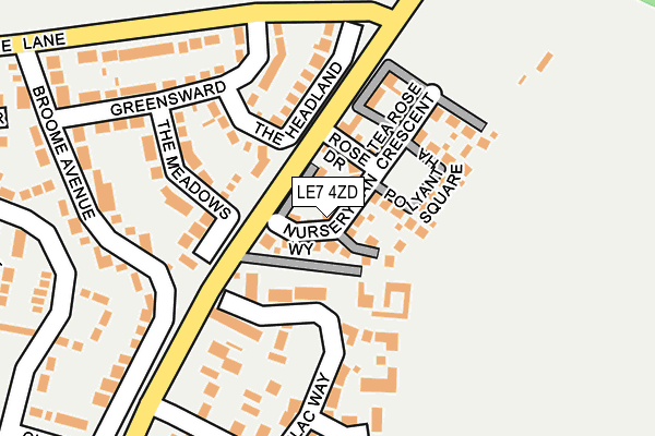 LE7 4ZD map - OS OpenMap – Local (Ordnance Survey)
