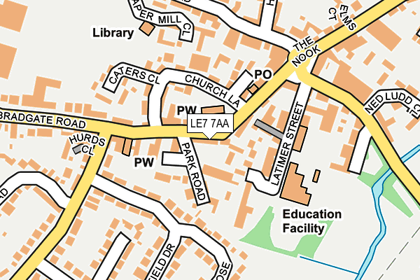 LE7 7AA map - OS OpenMap – Local (Ordnance Survey)