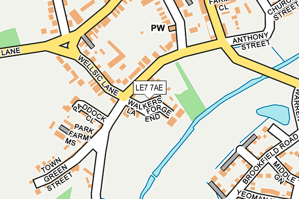 LE7 7AE map - OS OpenMap – Local (Ordnance Survey)