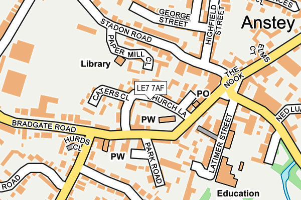 LE7 7AF map - OS OpenMap – Local (Ordnance Survey)
