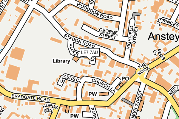 LE7 7AU map - OS OpenMap – Local (Ordnance Survey)