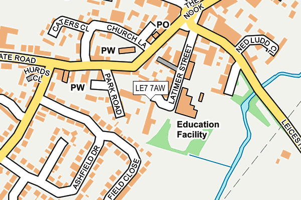 LE7 7AW map - OS OpenMap – Local (Ordnance Survey)