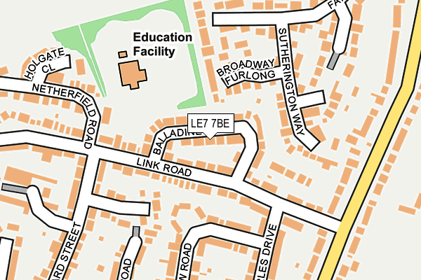 LE7 7BE map - OS OpenMap – Local (Ordnance Survey)